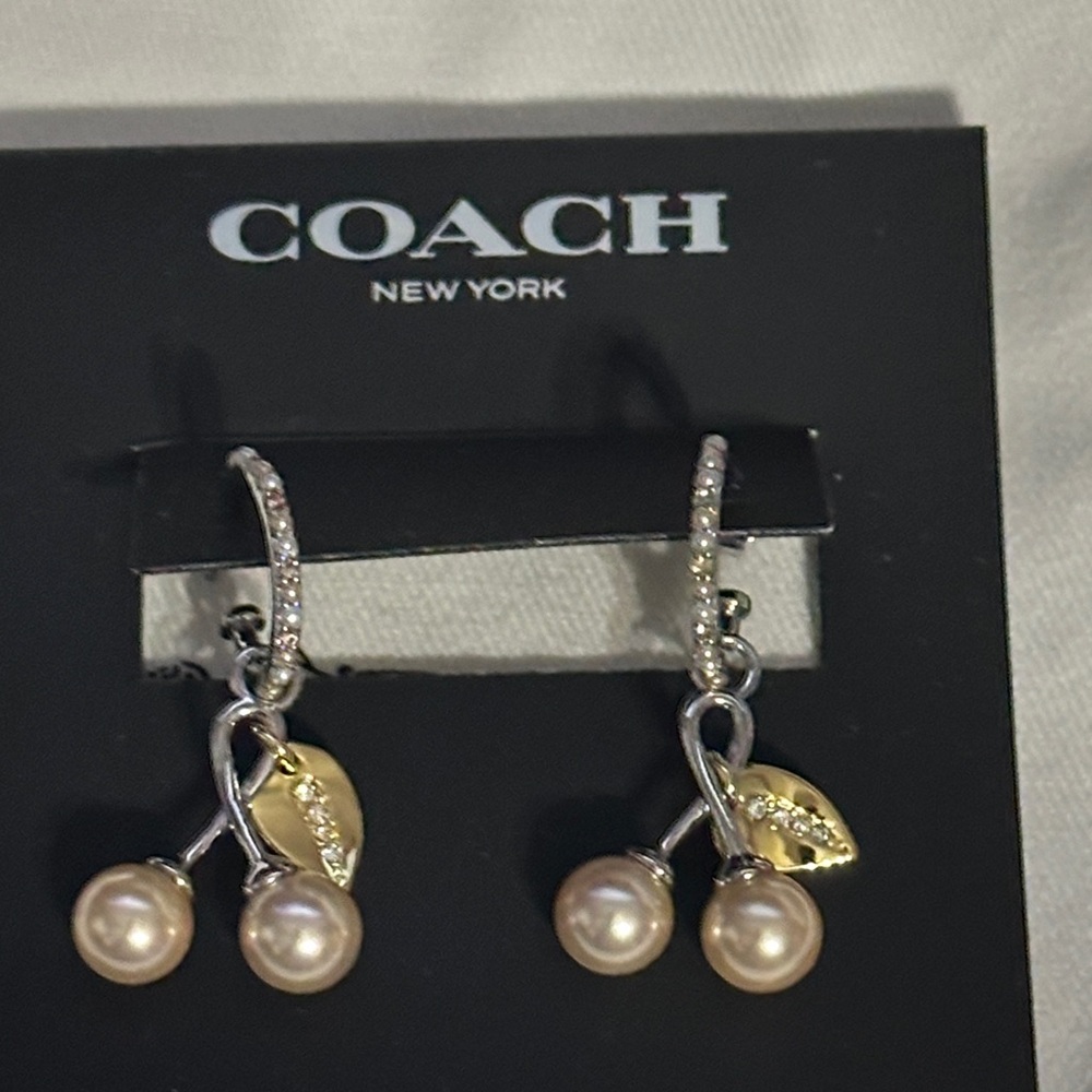 Coach Silver and Gold Cherry Drop Earrings - Picture 3 of 5